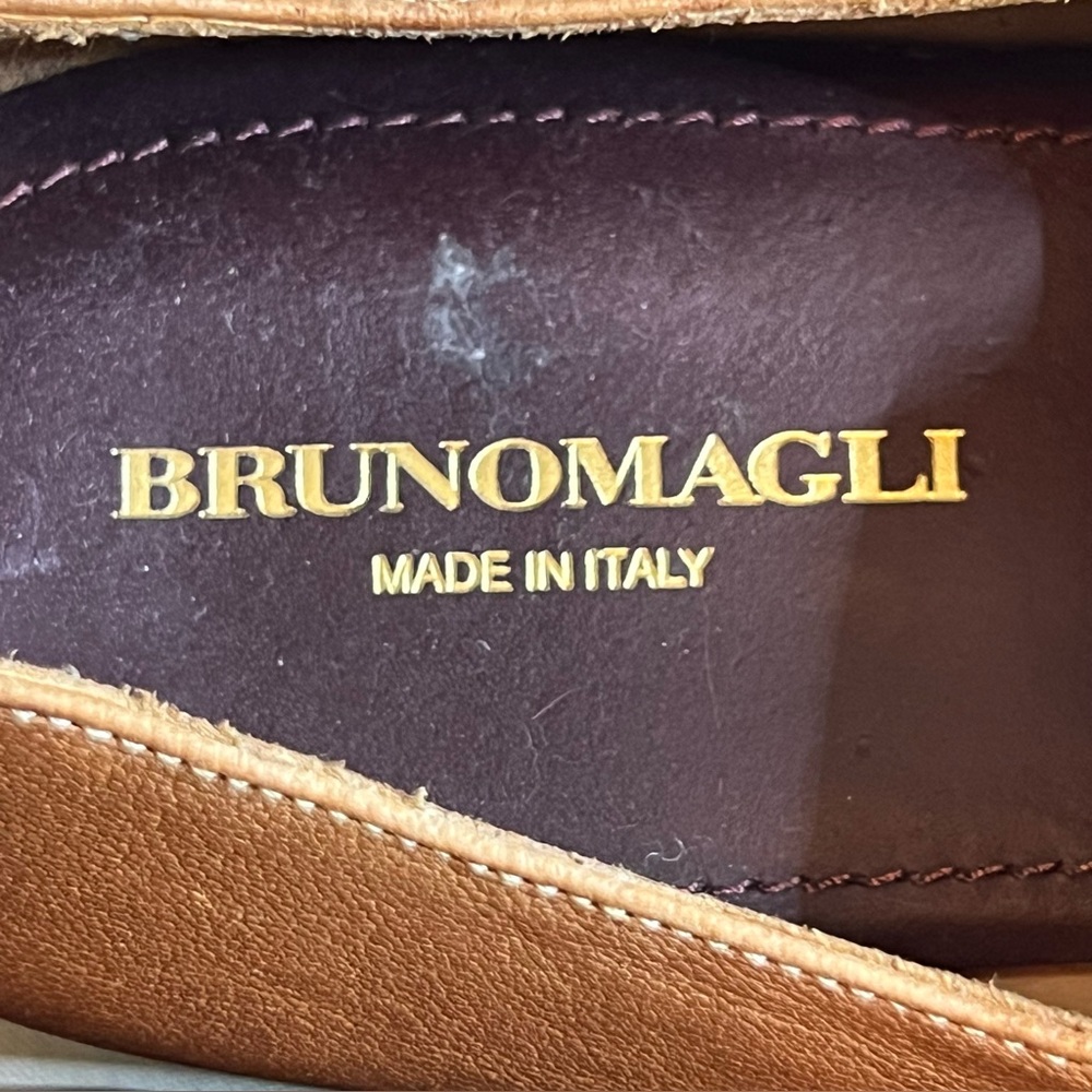 Bruno Magli Raging Collection Made in Italy Tan Leather Loafers Sz 13 Summer - Picture 4 of 16